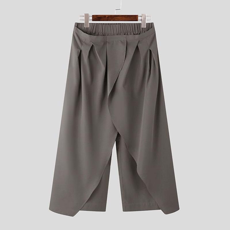 INCERUN Мужские эластичные талии неравномерные слои однотонные повседневные свободные брюки брюки