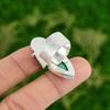 925 Silver Natural Russian Malachite Promise Skull And Bone Adjustable Ring