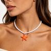 Ocean beach vacation style starfish necklace colorful pendant accessories exaggerated niche high-end collarbone chain