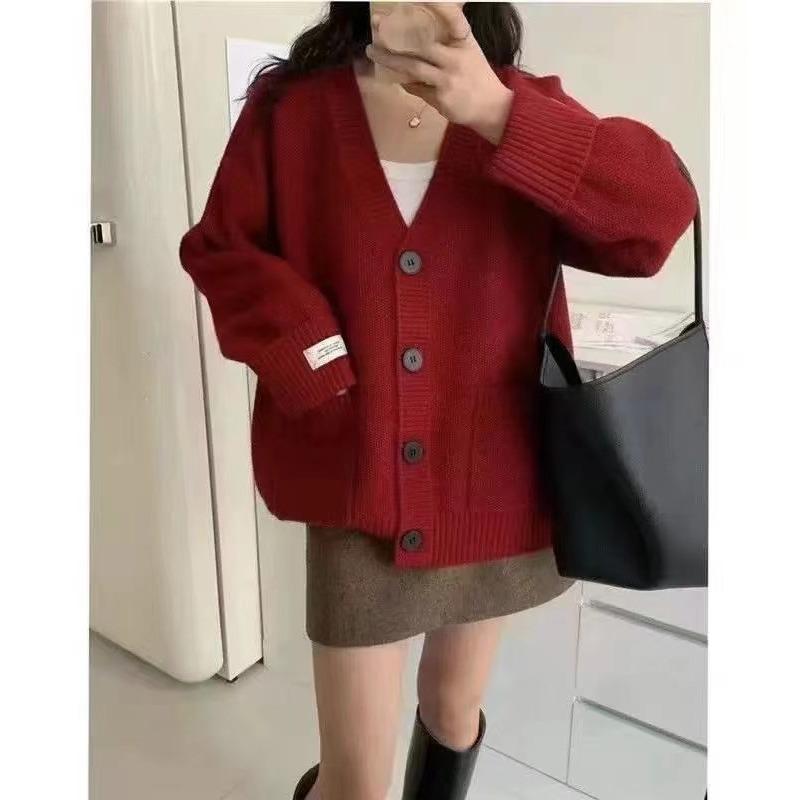 Autumn and Winter New Loose Lazy Style Knitted Cardigan Women's Thickened All-match Thin Sweater Jacket