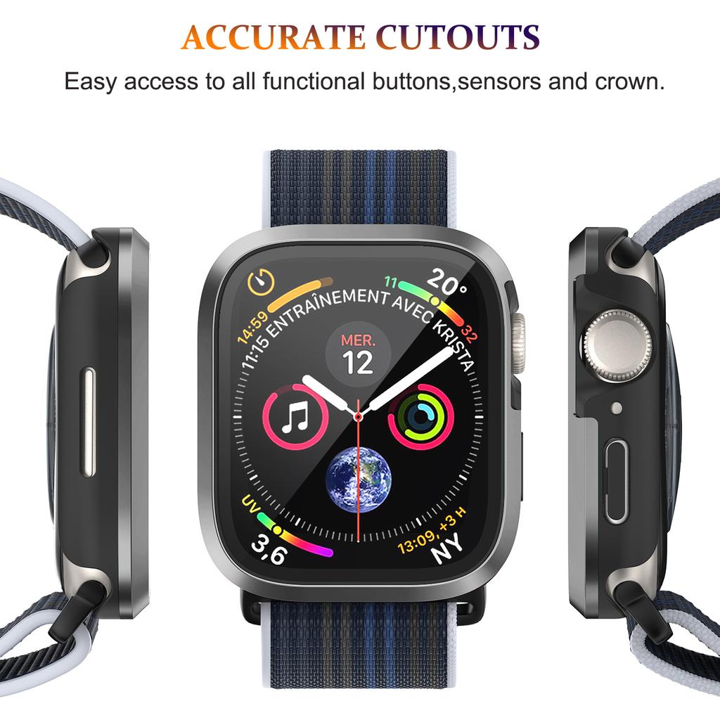 Glass+Metal Case For Apple Watch Ultra 49mm Accessories Protector Bumper Tempered iwatch series 8 7 se 45mm 41mm 44mm 40mm cover