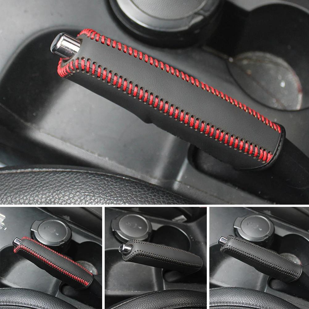Car PU Leather Hand Brake Anti-Skid Auto Parking Brake Car Gears Handbrake Cover Shift Lever Cover Collars Handbrake Cover