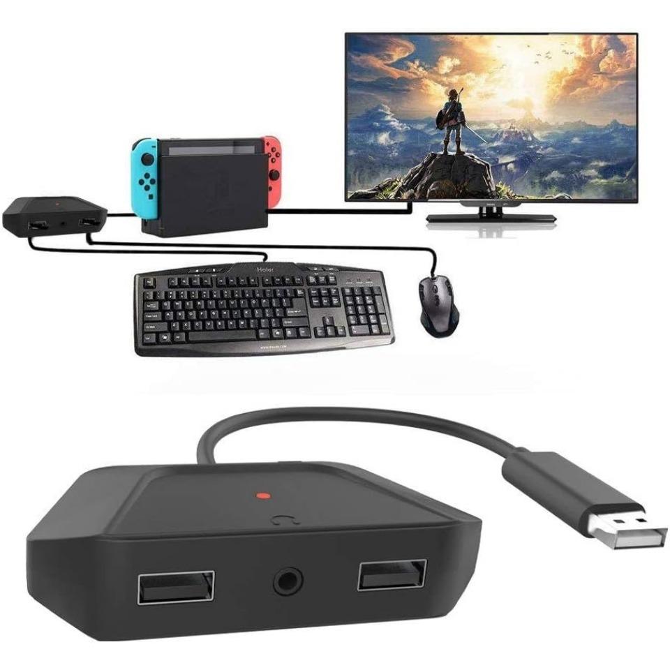 Адаптер для клавиатуры и мыши с аудиоразъемом 3,5 мм для Nintendo Switch, Xbox One, PS4, PS3. Идеально подходит для игр типа FPS, TPS, RPG, RTS и т. д.