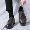 Men's Concise Oxford Checked Patent Leather Business Shoes Formal Dress Shoes Men Office Work Shoes Black Brown Plus Size 38-46