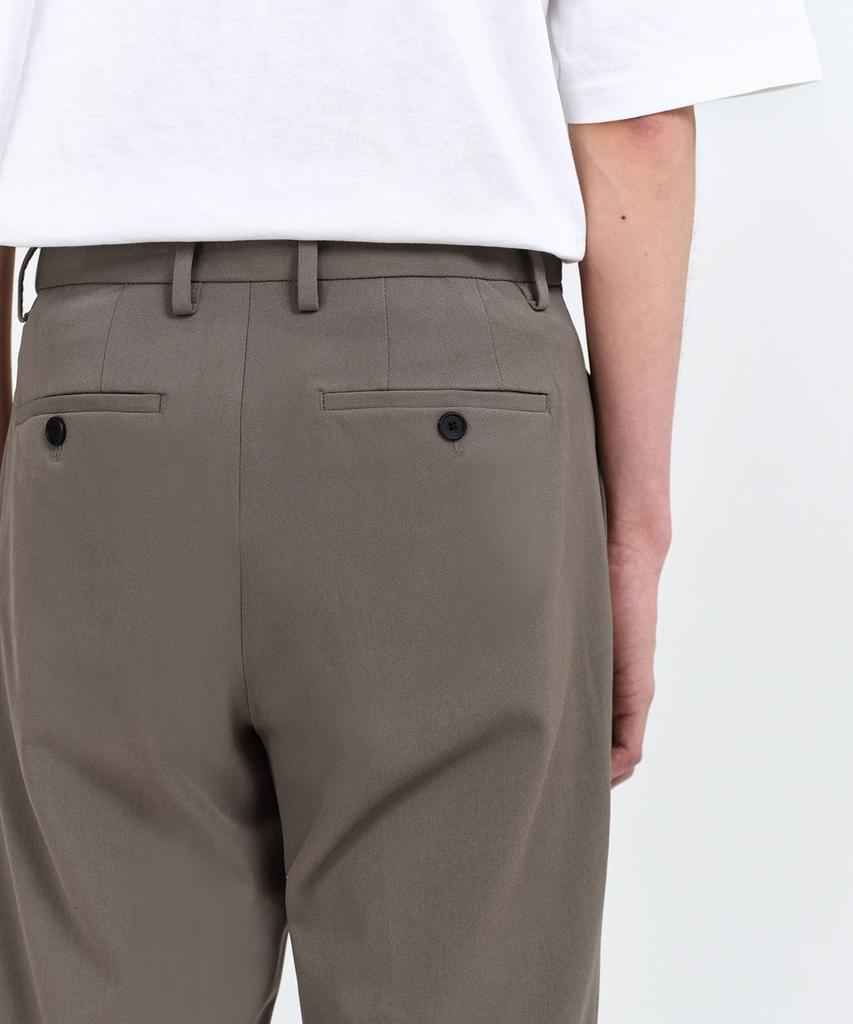 MUSINSA STANDARD Semi-Wide Hidden Elastic Waist Slacks [Dusty Beige]