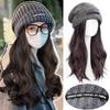 WTB Hat парик интегрированный синтетический парик женская мода осень и зима серая теплая шерстяная вязаная шапка длинный кудрявый парик шапка