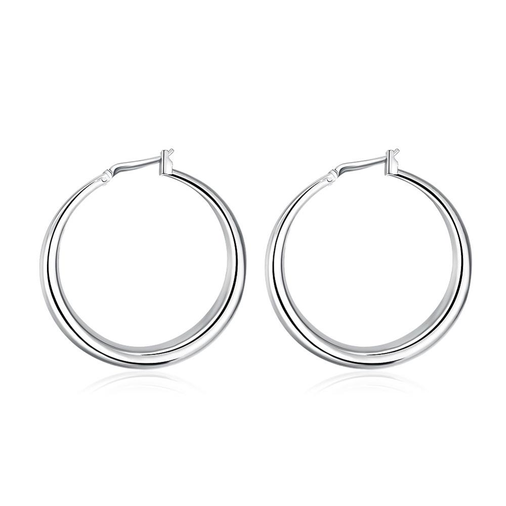 33mm Big Circle Round Hoop Earring For Women 925 Stamp Silver Color Unusual Earrings Trend Christmas Party Wedding Jewelry