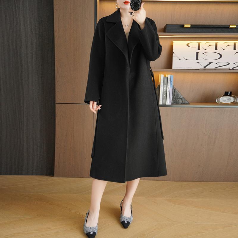 Женское пальто из 100% шерсти TIDENOVEL Осеннее шерстяное длинное пальто Ручной работы Пальто-бушлат Зимняя теплая шерстяная длинная куртка Пальто