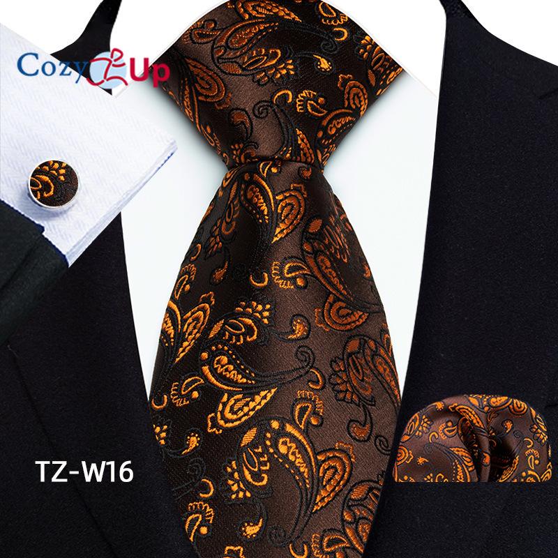 Cozy Up Three-piece Set Paisley Fashion Business Men Tie Includes Tie Cufflinks Handkerchief