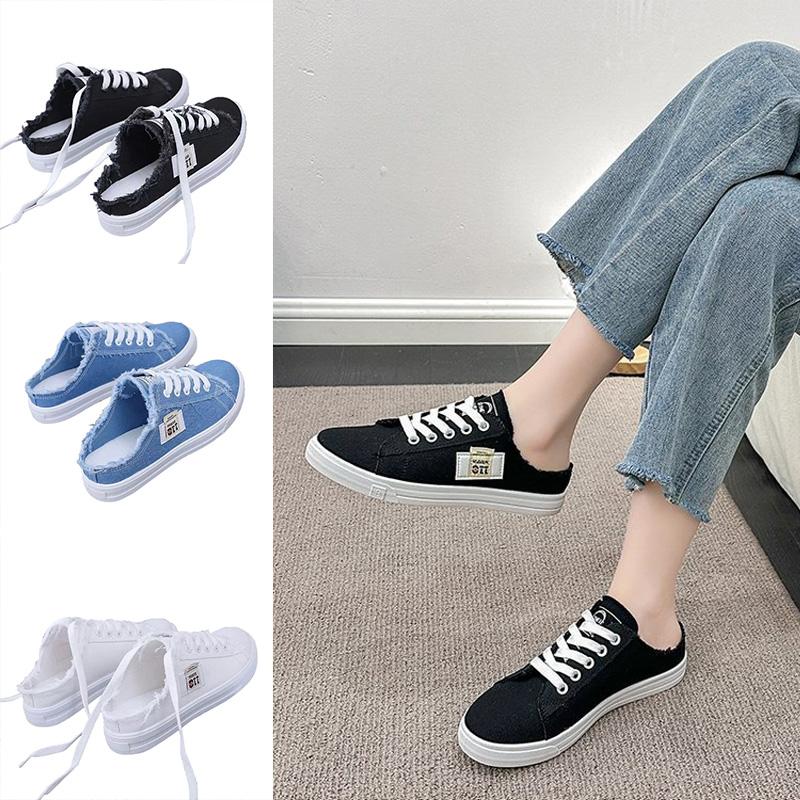 1pair Flat Convenient Canvas Casual Sneaker Comfort Lace-Up Board Shoes Low Top