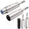 Xiatiaosann XLR To 6.35mm 1/4 TRS Adapter, Two 3-Pin XLR Female Jack To 6.35mm Male Stereo Balanced Audio Connectors, Two XLR Male To 6.35mm Male Plug