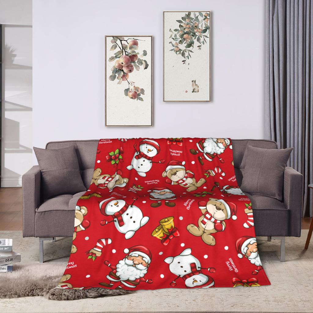 Рождественский имбирный узор Пастельно-розовый Красный Пледы Коралловый флис Плюшевые Осенние Мягкие Накидки для дивана Уличный коврик Штука