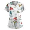 Женская модная рабочая одежда с V-образным вырезом и короткими рукавами, с карманами, топ с рождественским принтом, униформа для сиделки
