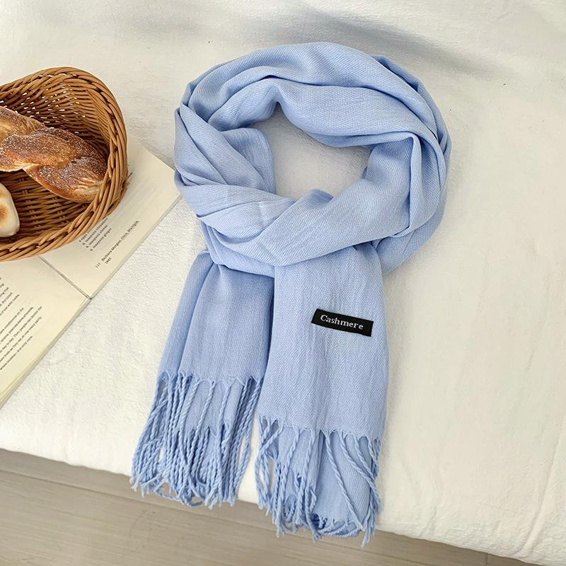Scarf Women's Winter High-end Sense New Imitation Cashmere Solid Color Versatile Warm Fringed Shawl Scarf