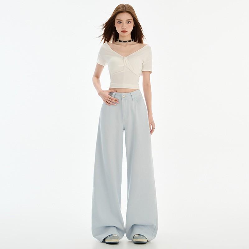 Womens High Waist Wide Leg Jeans Loose Fit Flowy Trousers