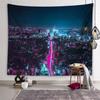 Гобелен с ночным освещением города, город, великолепная архитектура, гобелен для спальни, эстетика комнаты, украшение дома