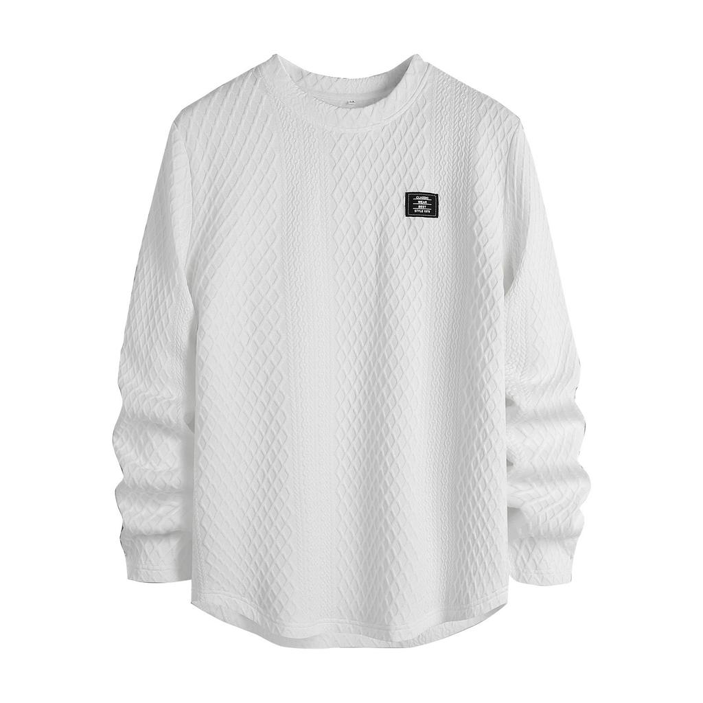 Мужская зимняя однотонная текстурированная толстовка с круглым вырезом, спортивная мужская толстовка большого размера в стиле кэжуал с круглым вырезом