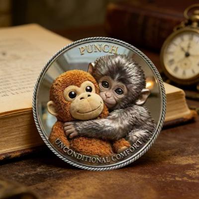 Памятная монета Я люблю Панч Защити Обезьяну 3D-рельефная монета Новинка Коллекционный медальон Декор на тему обезьян для фанатов игр Сувениры и Поделки своими руками