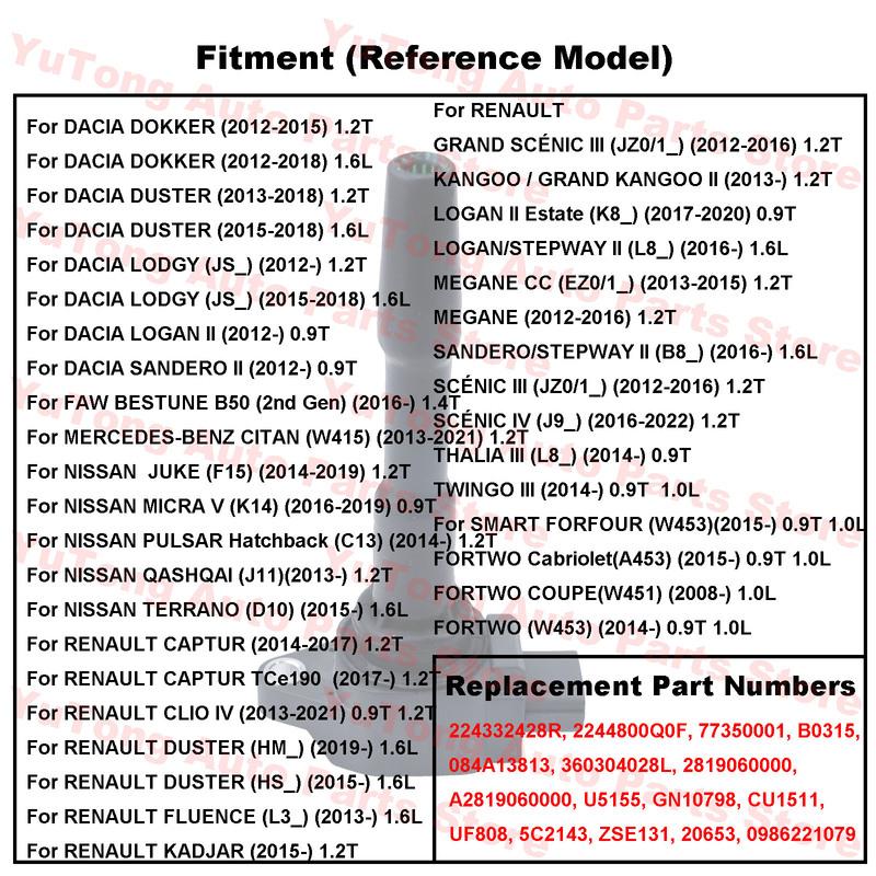Катушки зажигания для NISSAN QASHQAI J11 1.2T JUKE PULSAR RENAULT DUSTER CLIO CAPTUR MEGANE KADJAR DACIA LODGY DOKKER FAW B50 UF808