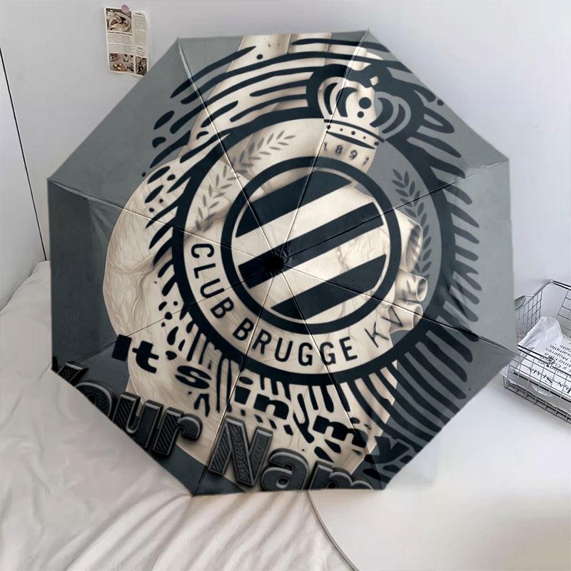 1 PC Automatic Folding Umbrella - Club Brugge KV Custom Name Pattern, Portable & Foldable Design with 8 Ribs, Christmas Birthday Gifts