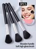 1pcs/3pcs Black Wooden Handle Fiber Blush Brush Beginner Makeup Brush Contour Brush Highlight Brush Multifunctional Makeup Tool