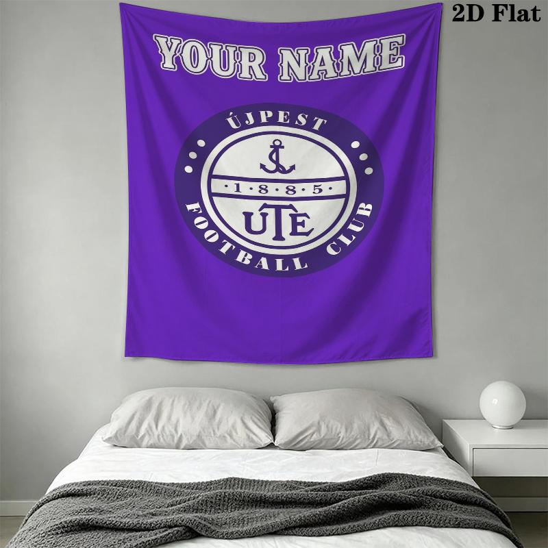 Custom Name Újpest FC Wall Tapestry Aesthetic Wall Hanging Printed Fabric Blanket Decorative Tapestries for Bedroom Living Room Home Decor