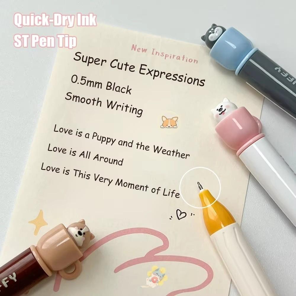 4PCS Cupcake Teacup Dog Gel Pen 0.5mm Stationery Pen Funny Rotating Puppy Pocket Pen School