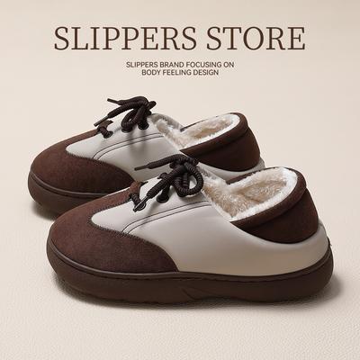 Хлопковые тапочки осень и зима зимние сапоги пара домашние бытовые нескользящие теплые тапочки на толстой подошве