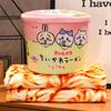 Adorable Cartoon Instant Noodle Bucket Blanket And Pillow Plush Toy Combo