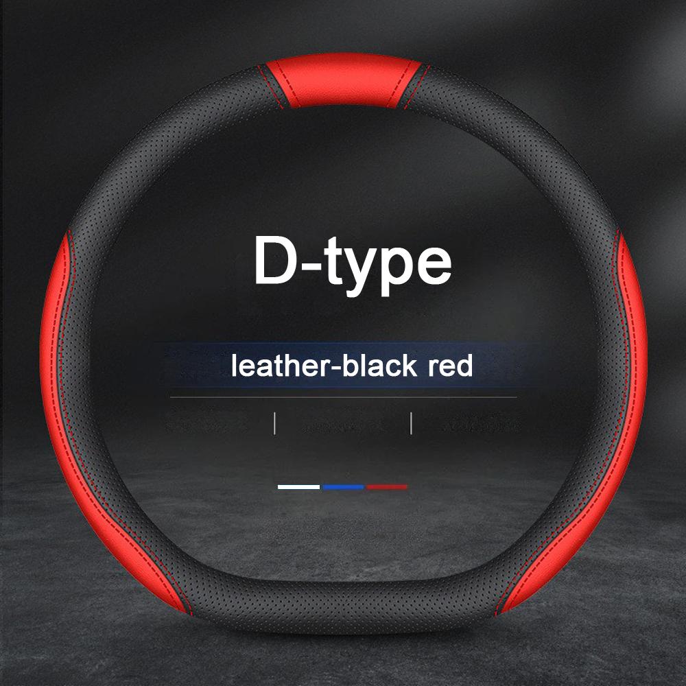Car Steering Wheel Cover Nappa Leather Non-slip Booster Cover For Hyundai Santa Fe Sonata Tucson Kona I30 IX25 IX35 Elantra