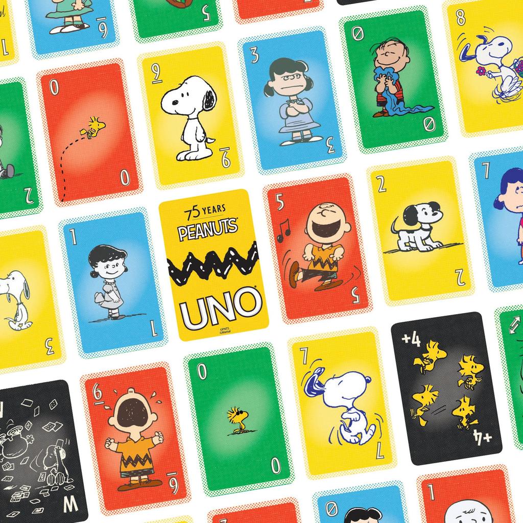 Mattel Games UNO Canvas Peanuts Party 112 Возраст 7 и JFP04 Игра, Принадлежности, Карты, 2-10 игроков, Вверх, Желтый,