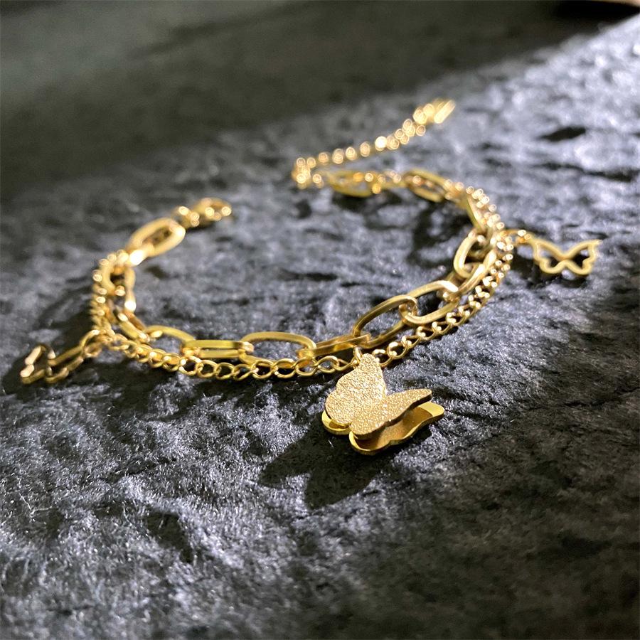 Двухслойный титановый браслет в европейском и американском хип-хоп стиле с римскими цифрами и подвеской в виде четырехлистного клевера