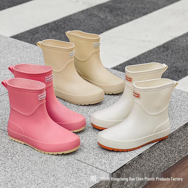 Women's Non-Slip Mid-Calf Japanese Rain Boots - Fashionable Waterproof Outerwear Shoes