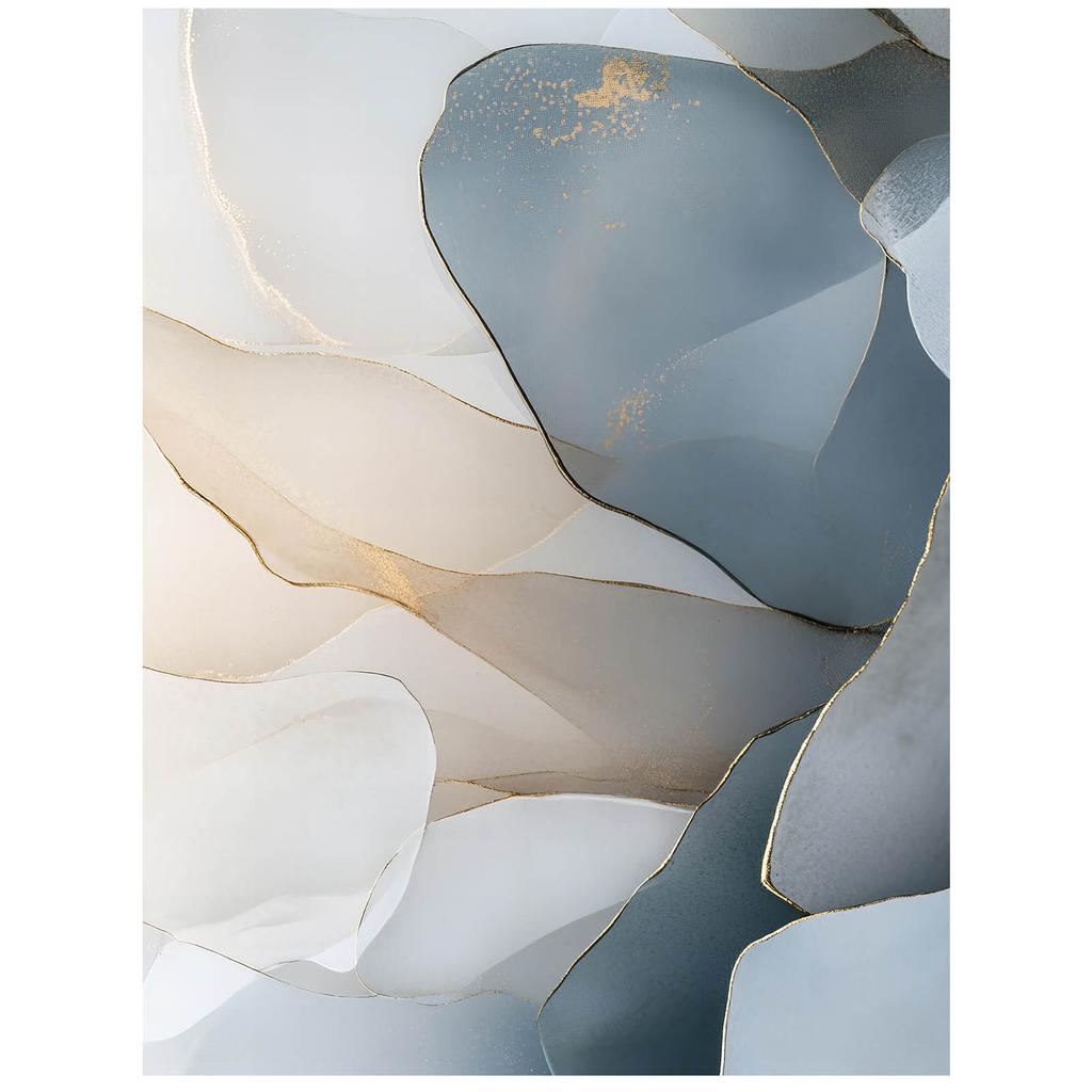 Kwiatowe Elegancje W Odcieniach Niebieskiego Kwiatowe Elegancje W Odcieniach Niebieskiego, 40X50 Cm, Rama Aluminiowa Złota, Papier Matowy 230 Gsm