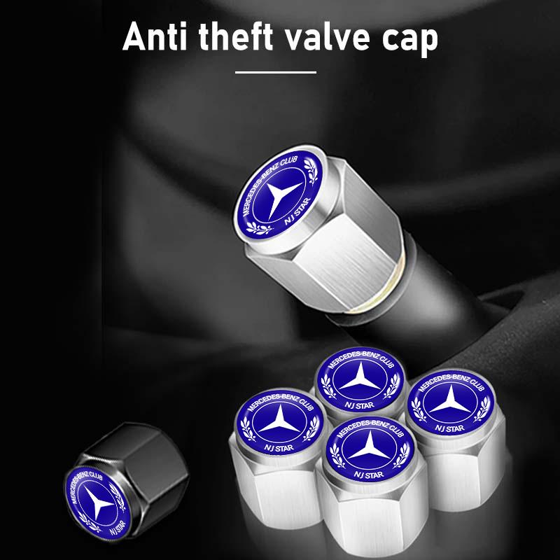 FFYE5 For Mercedes Benz 5pcs Car Wheel Tire Valve Stem Covers Cap Decoration Accessories CLK GLC W212 C200 C300 W203 W204 W205 W169