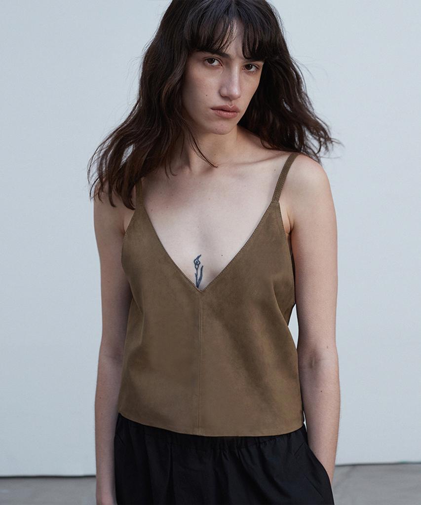 Beleudemaleu Suede V-Neck Bustier Top