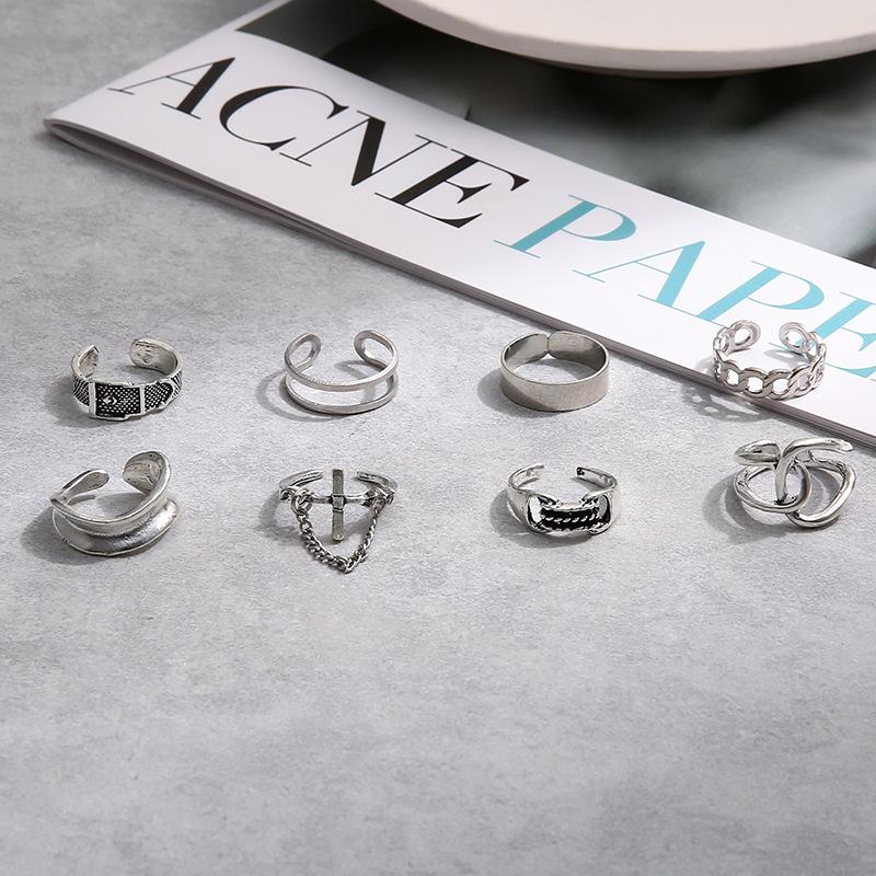 Винтажное посеребренное кольцо с крестом для женщин, готический, панк, стимпанк, плачущее лицо, наборы колец с бабочкой и лягушкой, вечерние модные украшения