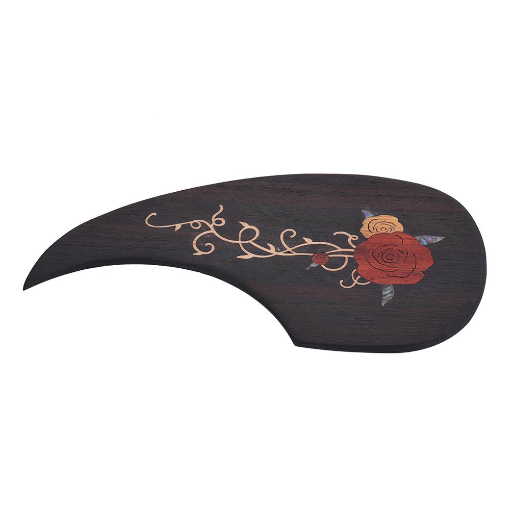 Wooden Guitar Pickguard Pick Guard for 40 41 Acoustic Guitars Ebony Wood with Decorative Flower Pattern