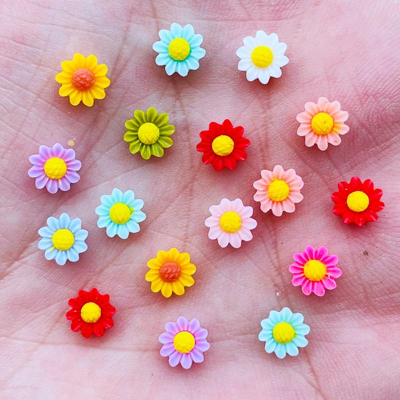 100Pcs New 6Mm Kawaii Cute Mixed Flowers Flat Back Resin Cabochons Scrapbooking Diy Jewelry Craft Decoration Accessorie A41