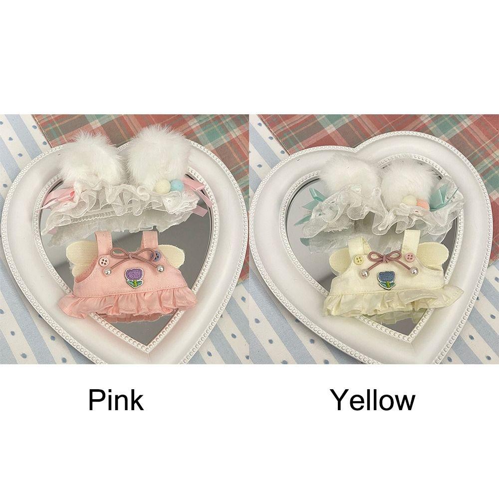 10cm Miniature Dress Set Yellow Pink Doll Headwear Dress Suit Doll Clothes Cotton Stuffed Dolls