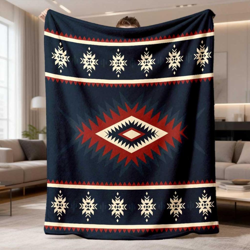 1pc Bohemian Style Flannel Throw Blanket | UltraSoft, TearResistant, AllSeason Comfort for Sofa, Bed, Office, and Outdoor Camping Travel, Digital Prin