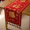 Jacquard Table Runner Vintage Table Table Cover Pastoral Style with Long Strip Fabric Tassel Tablecloth Home TV Cabinet Decor