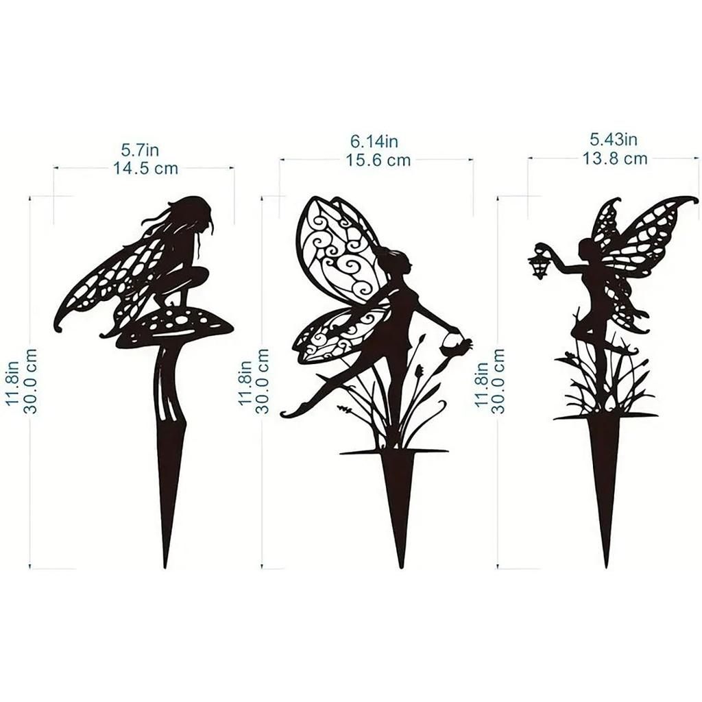 Garden Decorative Flower Elves 3 Piece Set, Metal Fairy Tale Statue, Suitable for Yard, Flower Pot, Lawn, Decoration Gift