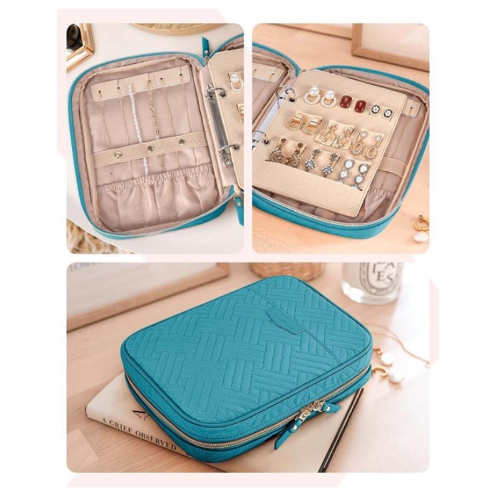 Solid Color Jewellery Storage Bag with  Zipper Storage Case New Jewellery Box  Travel