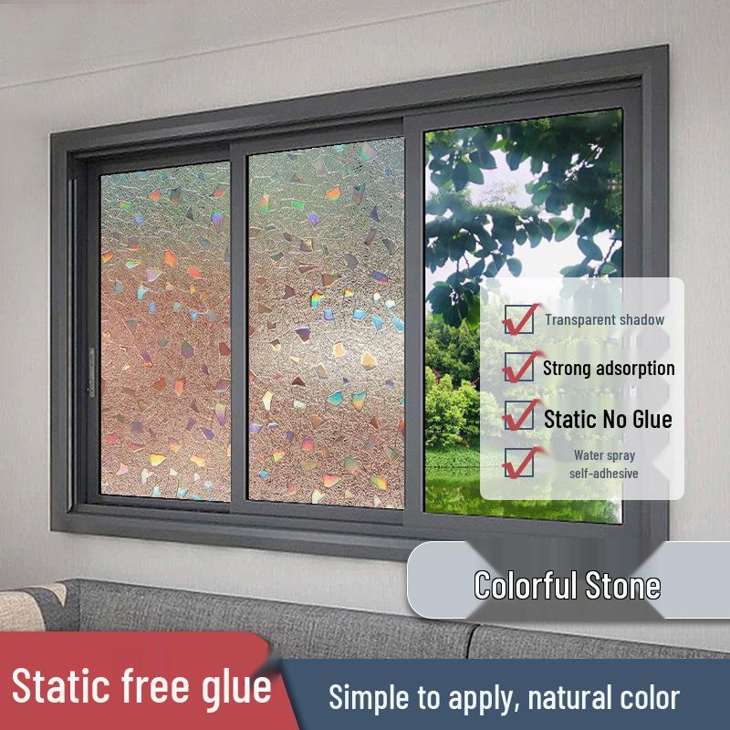 Матовая самоклеящаяся оконная пленка - Конфиденциальность и защита от посторонних взглядов, Бесклеевая наклейка на стекло для гостиной