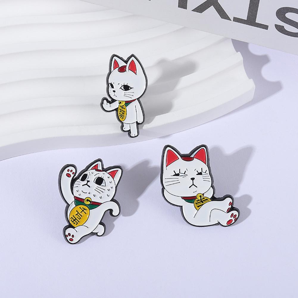 Cartoon Cute Styling Lucky Cat Alloy Brooch Enamel Pins Personalized and Trendy Metal Badge Accessories Funny Gifts