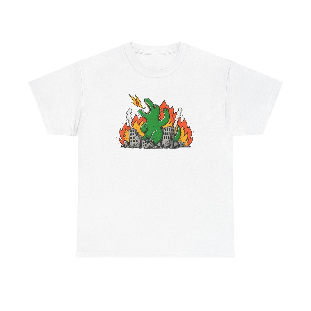 Funny Godzilla Dinosaur T Shirt Design Cartoon Monster Kaiju Graphic Tee