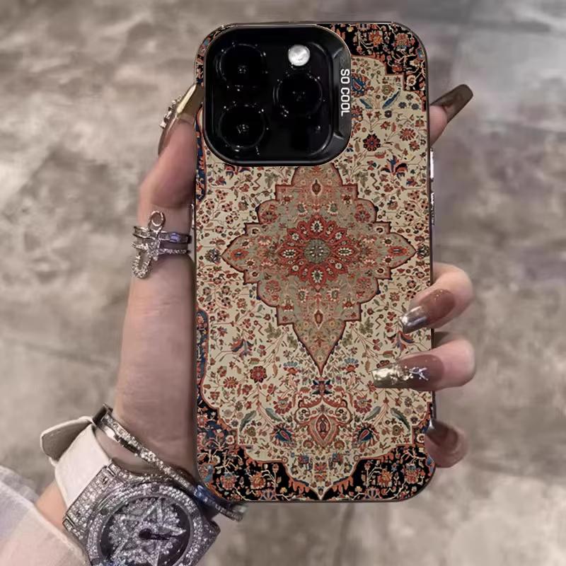 Роскошный Чехол Для Телефона С Узором Персидского Ковра Для iPhone 16e 16 Pro Max 15 14 Plus 13 12 Mini 11 Pro Ударопрочная Силиконовая Задняя Крышка
