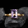 Color Treasure Jewelry Кольцо из стерлингового серебра S925 с натуральным аметистом и цитрином, женское, квадратное, в форме кубика сахара, персонализированное, простое, открытое