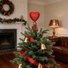 Red Heart Tree Topper with Coil Spring Bounce Effect Glittery Shiny Texture Romantic Holiday Decoration for Mini Trees Parties Home Decor And